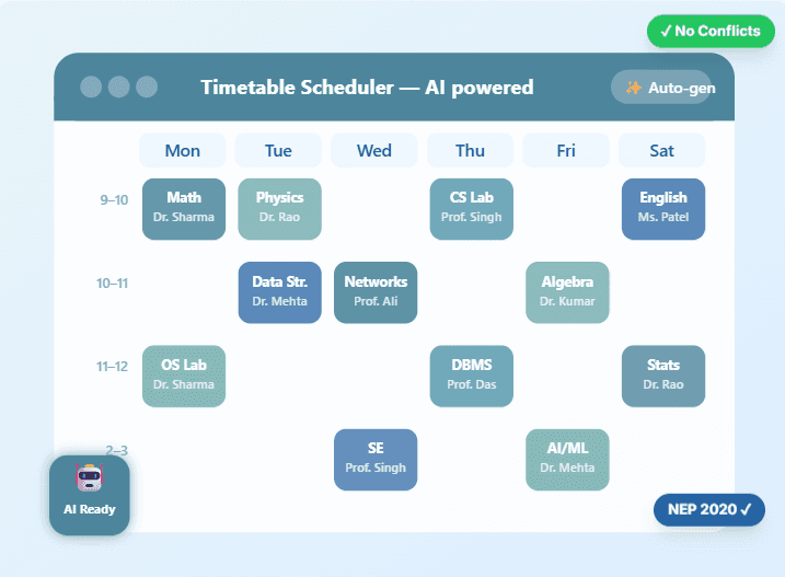Algomate timetable scheduler preview