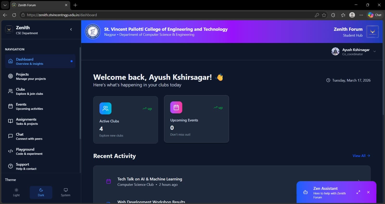 Zenith operations dashboard
